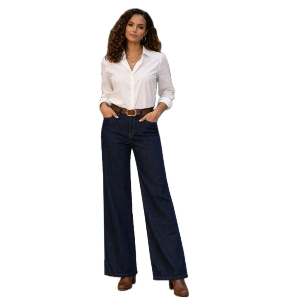 Lauren by Ralph Lauren, EUC Dark Wash Wide-Leg Jeans, Size 14